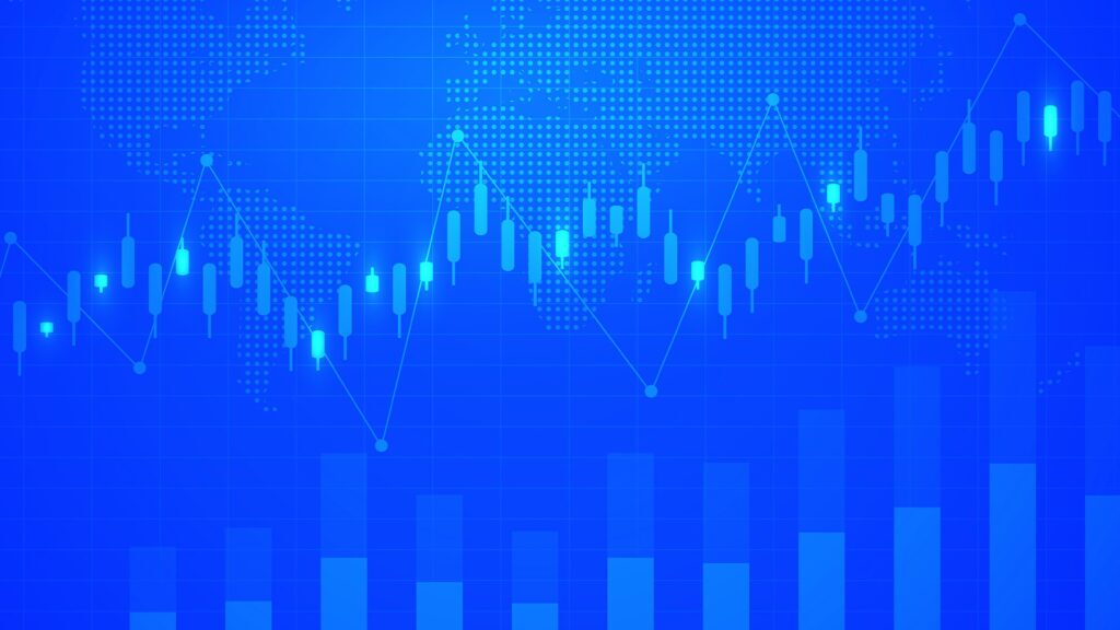 An image of stock charts on a blue background to represent the new regulations from the SEC around cyber incident reporting.
