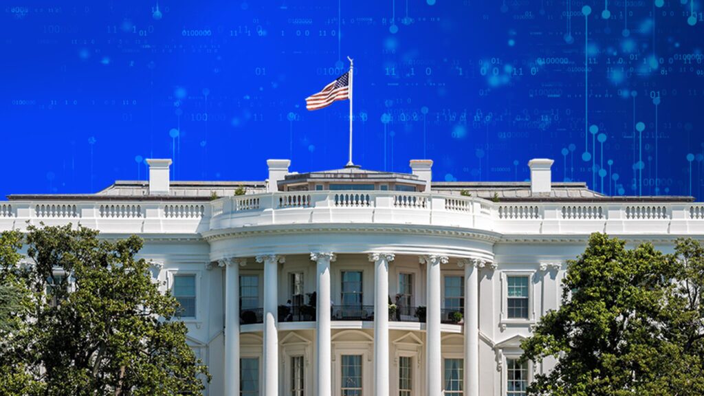 white house with cyber background