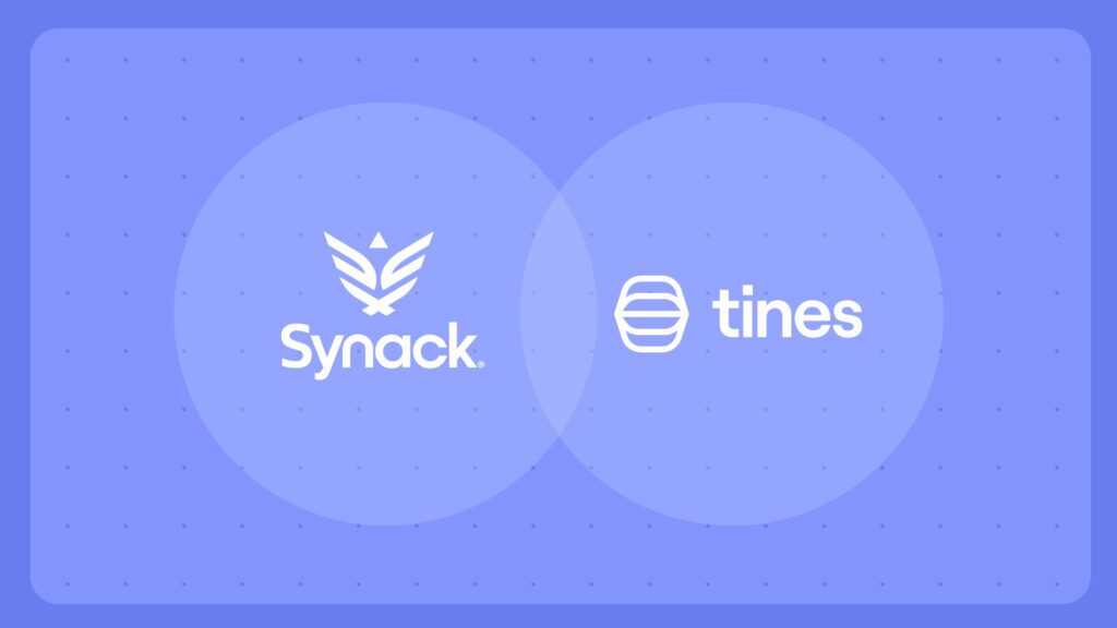 Synack and Tines logos to advertise the new Tines/Synack workflows