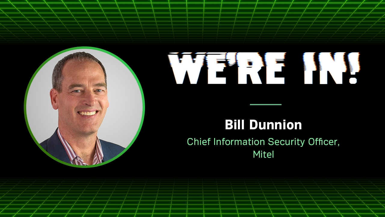 Headshot of Bill Dunnion with the WE'RE IN! logo