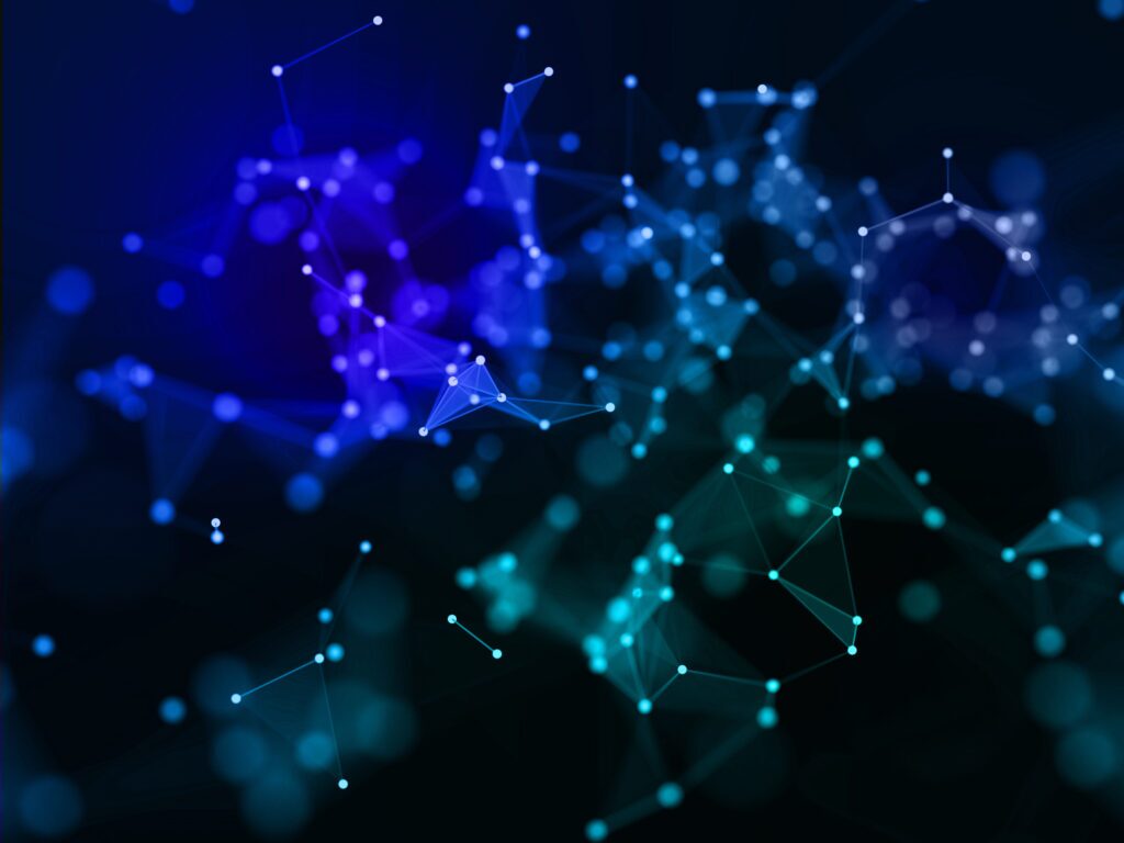 3D technology background with low poly plexus design