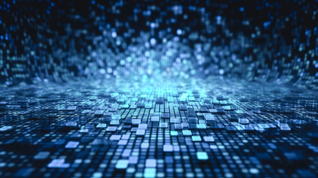Abstract Digital Data Grid Representing AI-Driven Cybersecurity
