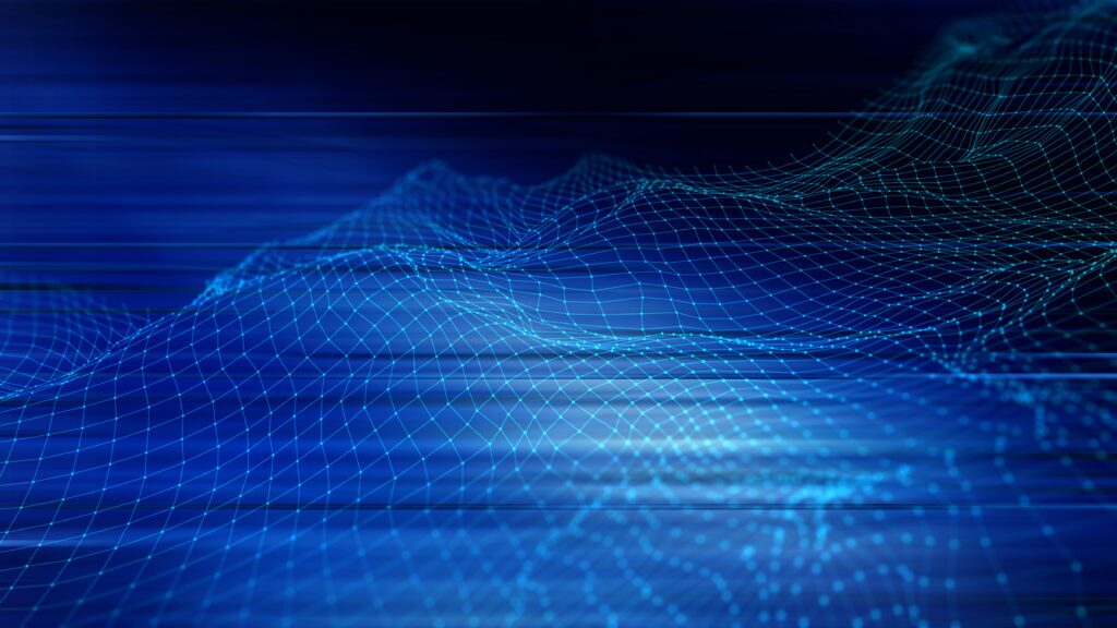 3D abstract techno background with connecting lines and dots