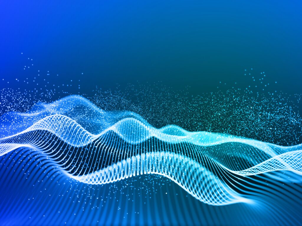 3D modern background with flowing cyber lines and particles
