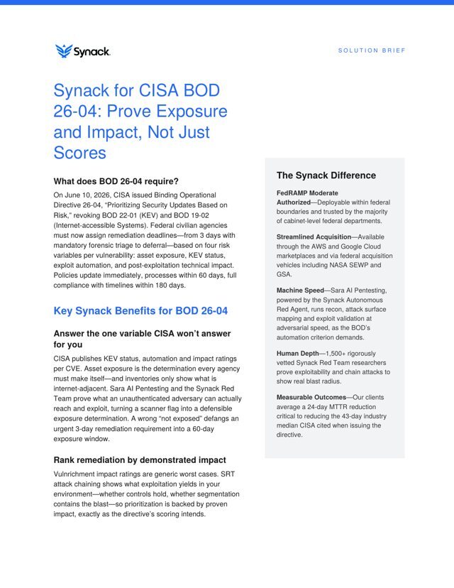 CISA BOD 26-04 Exposure Validation Solution Brief